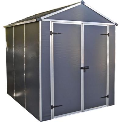 Gerätehaus PALRAM - CANOPIA "Rubicon Gerätehaus 6x8", grau (dunkelgrau), Aluminium, Polycarbonat (PC), Gerätehäuser