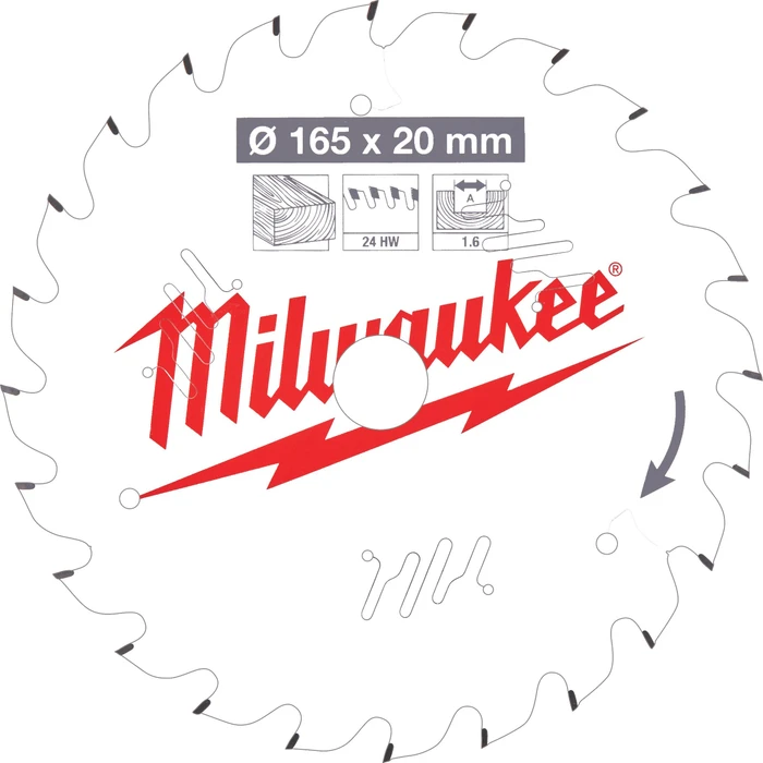 Milwaukee Kreissägeblatt für Holz 165/20 mm 24 Zähne (10267302)