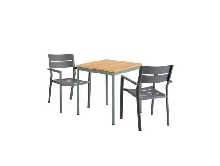 Brafab Delia/Nox Bistro Gartenmöbel-Set 3-teilig, Tischplatte Bambus 70x70 cm Trendig &amp; bunt stapelbar
