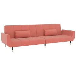 Helloshop26 - 2-Sitzer-Schlafsofa ausziehbares Gästebett Wohnzimmer-Tagesbett klappbar für den Innenbereich mit zwei Kissen rosa 02_0020657