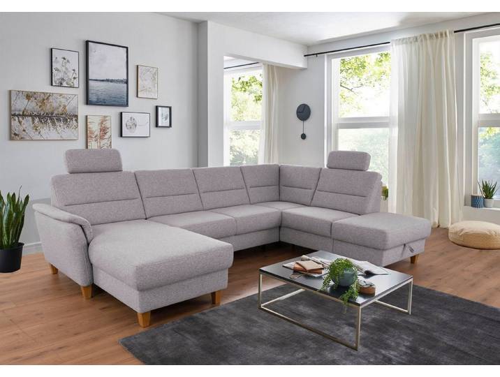Home affaire Wohnlandschaft Palmera U-Form, B: 308 cm, große Stoff + Leder Auswahl, mit Schlaffunktion & Bettkasten, Federkern, XXL-Wohnlandschaft
