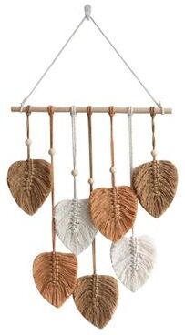 Snug & Styled Boho Macrame Leaf Wall Hanging Handwoven Cotton Rope Wall Decor Khaki