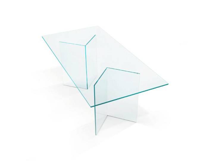 TONELLI table rectangulaire BACCO (260 x 100 x h 73 cm - Verre extra clair)