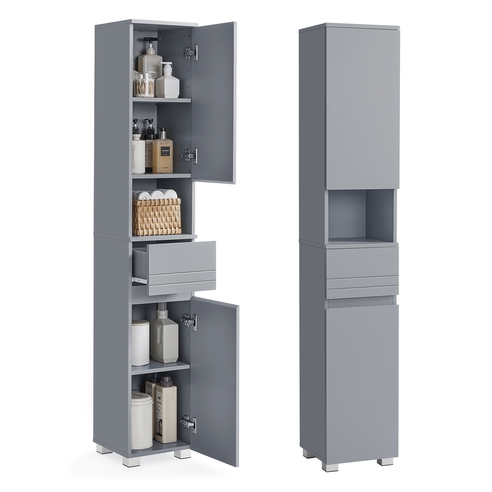 VASAGLE Badezimmerschrank 30 x 30 x 170 cm mystisches Grau BBC560P36