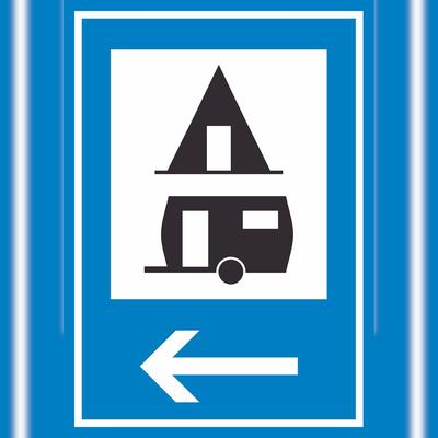 Campingplatz links Schild A6 (105x148mm)