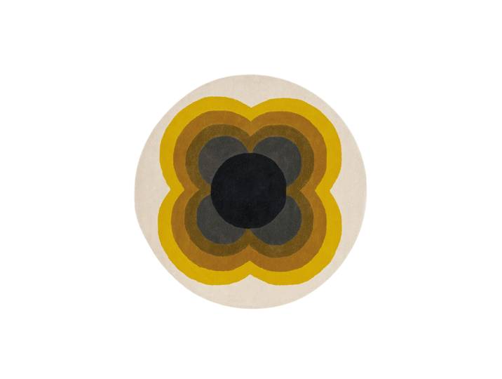 Runder Designer Teppich „Sunflower“ - handgetuftet, aus 100% reiner Schurwolle Yellow Ø 200 cm ORLA KIELY