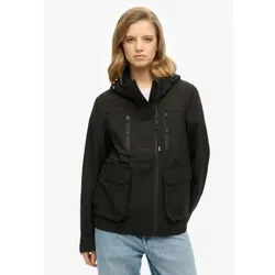 Superdry für Damen. W5011851A Ultimate Tech Windbreaker-Jacke mit Kapuze Schwarz (S), Lässig, Recyceltes Polyester, Nachhaltig