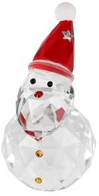 "Saro Lifestyle Crystal Santa Figurine - Faceted Glass Holiday Tabletop Sculpture - 4""x2"""