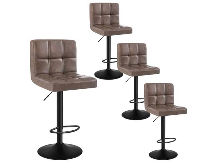 WOLTU Barhocker 4er Set, Barstuhl Höhenverstellbar, PU-Bezug, Dunkelbraun Drehbarer Bar Stool mit Rückenlehne, Fußstütze, Robuster Metallrahmen, für Küche und Hausbar