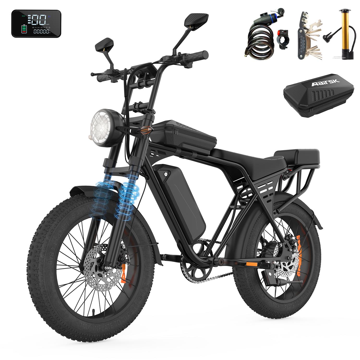 X5 Elektrofahrrad All-Terrain-Fettreifen, 48V 15Ah, 80 km Reichweite, 20 Zoll, Doppelscheibenbremsen vorne & hinten, zwei Lademöglichkeiten, 200 kg
