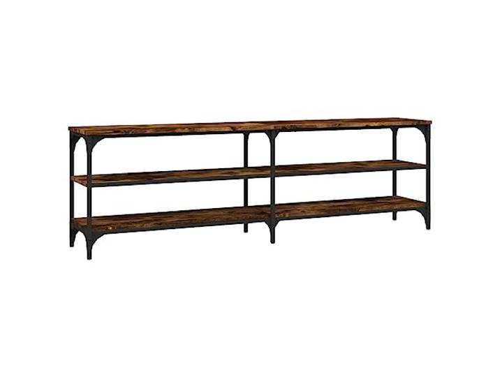 Kaorsrow TV-Schrank Räuchereiche 160x30x50 cm Lowboard mit Eisenrahmen Industrie-Stil Fernsehschrank für Wohnzimmer: 3 offene Fächer bieten Platz für Receiver, Spielekonsolen und Dekoration.