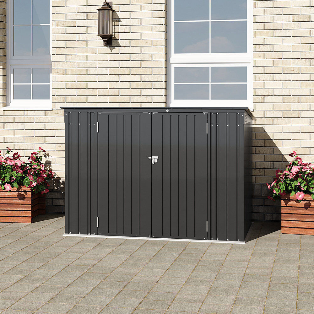 Dakota Fields 6 ft. W X 4 ft. D Metal Garbage Shed Black 190cm W X 113cm D X 134cm H