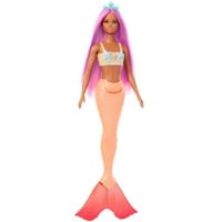Barbie Meerjungfrau mit pinkem Haar, orangefarbener Schwanzflosse und Haarband, Puppe orange