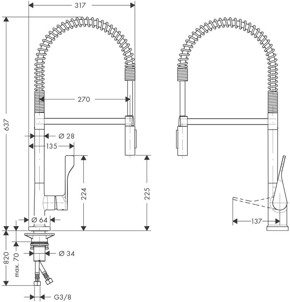 Axor Citterio Semi-Pro Einhebel-Küchenarmatur