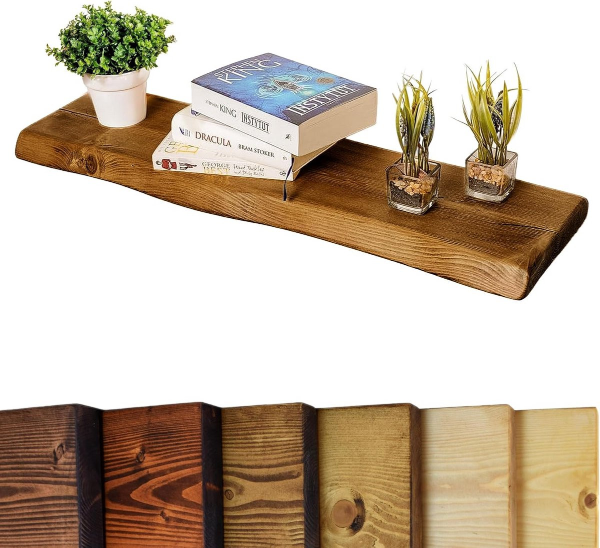 Rustieke Zwevende Plank Live Edge - Massief Grenen Houten Wandplank 180 cm
