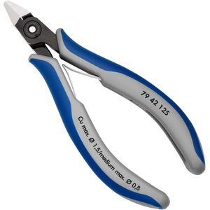Knipex Seitenschneider 79 42 125, Präzisions-Elektronik, 125 mm, poliert, Mehrkomponentengriffe, mit Öffnungsfeder