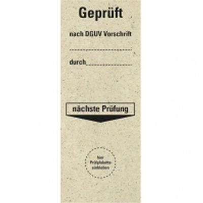 Dreifke® Grundetikett Geprüft nach DGUV Vor.durch..nä.Prüfung, Graspapier, 40x100mm, 5/Bogen