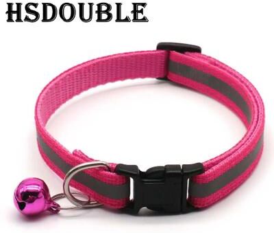 Inspire Select 2 Pack Reflective Adjustable Cat & Small Dog Collar With Bell Safety Pet Collar Set 2x Hot Pink