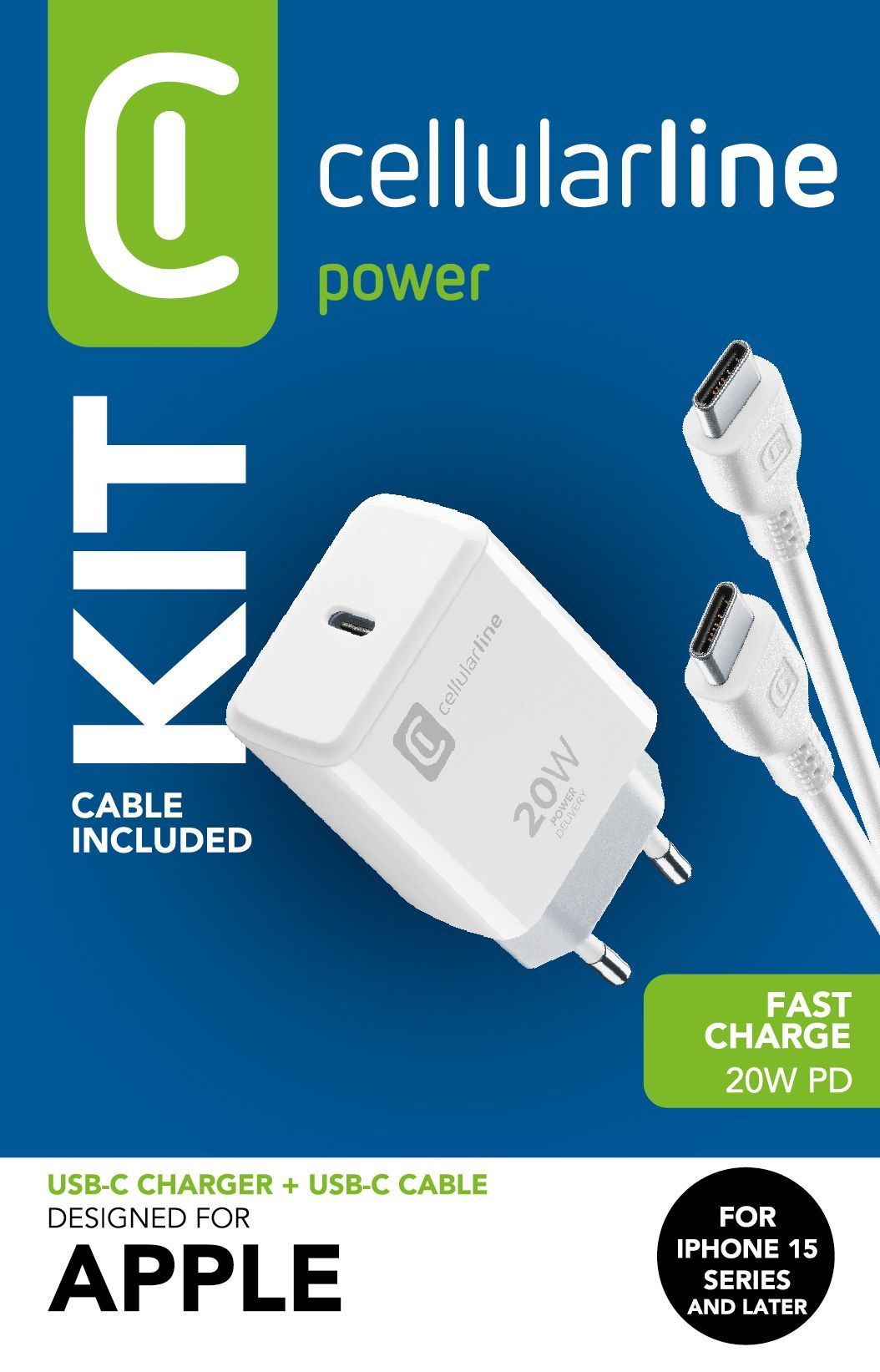 Cellular Line Charger Kit 20W - For iPhone 15 Series