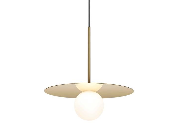 PABLO DESIGNS suspension BOLA DISC 12 (Laiton - Acier et verre opalin)