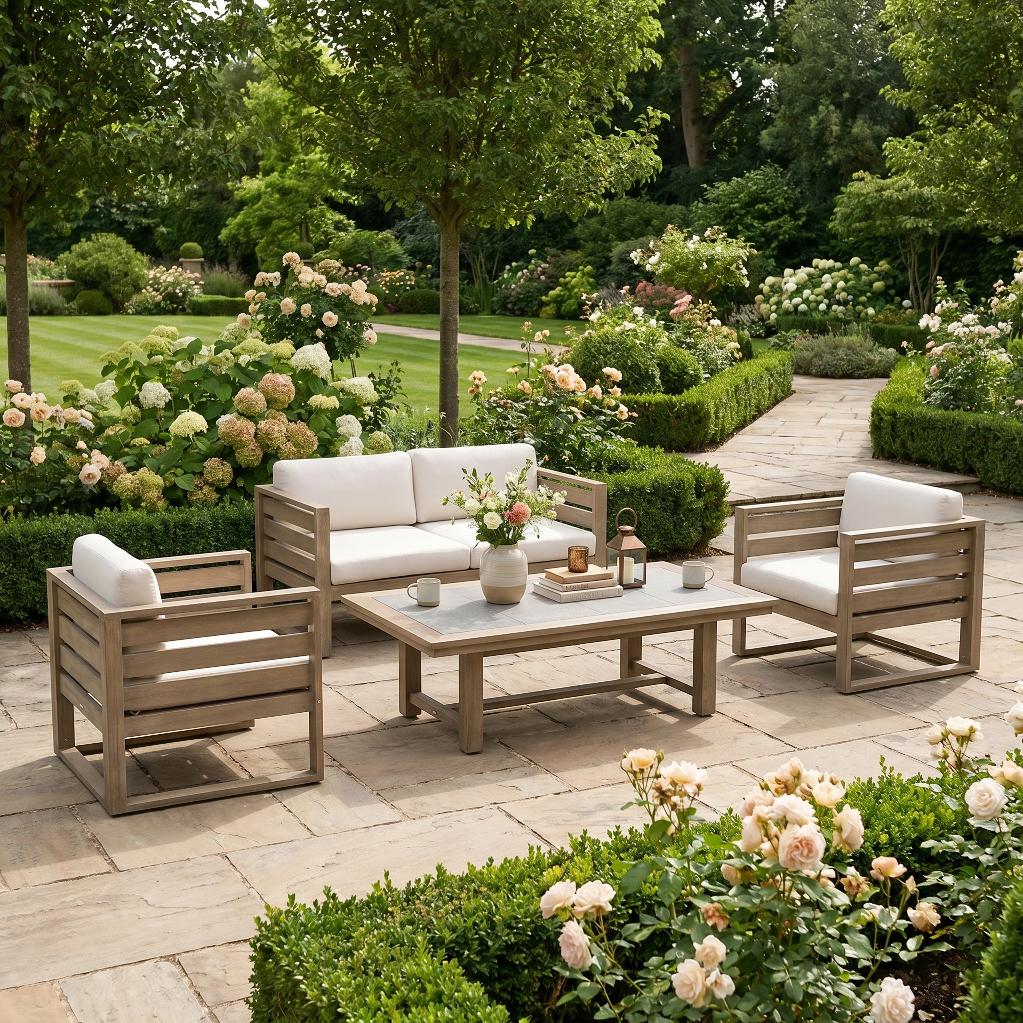 Harbour Lifestyle Andora 2 Seat Sofa Set with 2 in 1 Table in Weathered Brown