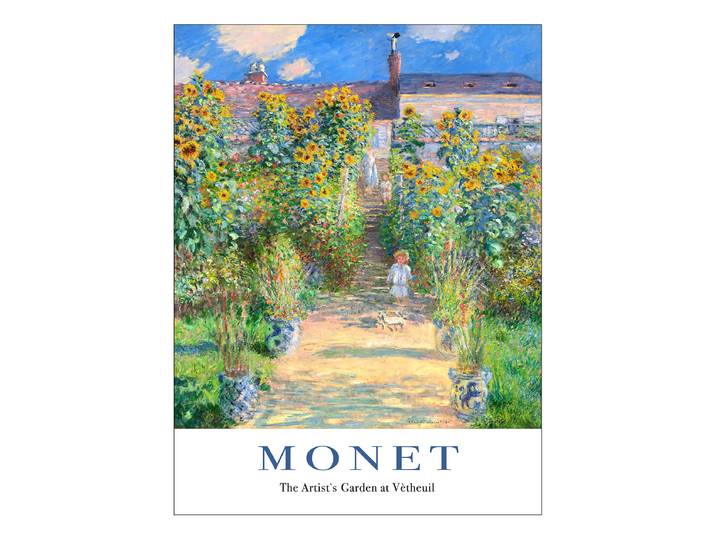 Leinwandbild Monet Artist Garden Rahmen: Mitteldichte Holzfaserplatte MDF Bespannung: Canvas Blau/Grün/Beige 57 x 77 x 2cm