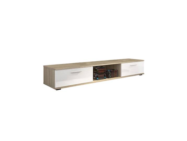 Feldmann-Wohnen Lowboard Sella 175,5 / 40 / 26cm Sonoma Eiche / weiß Hochglanz, Sonoma Eiche, Weiß Hochglanz, Rechteckig, 176x26x40 cm, Wohnzimmer, TV Möbel, Lowboards, Lowboards stehend
