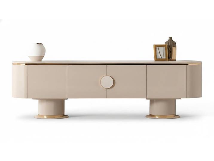 JVmoebel TV-Schrank Elegantes minimalistisches Lowboard mit goldenen Details und Stil