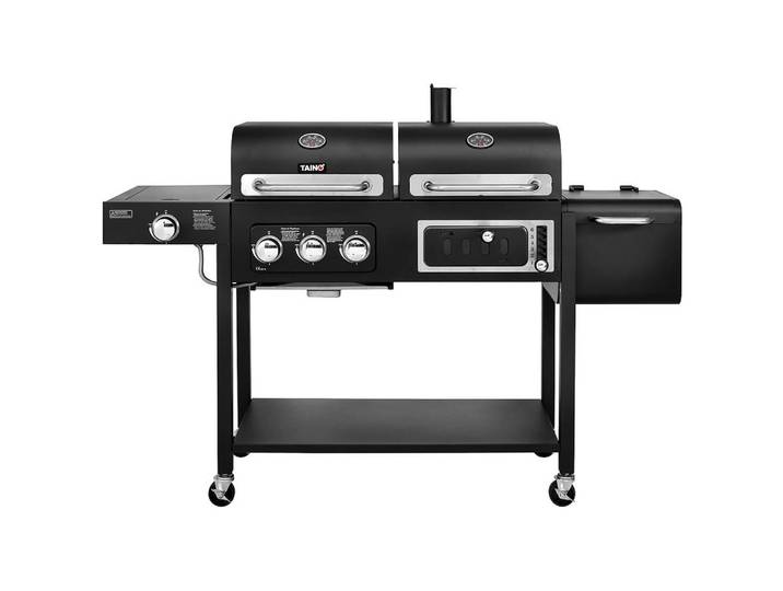 Taino Gasgrill und Smoker Hero Duo, Schwarz, Metall, 164x118x60 cm, Grills, Gasgriller