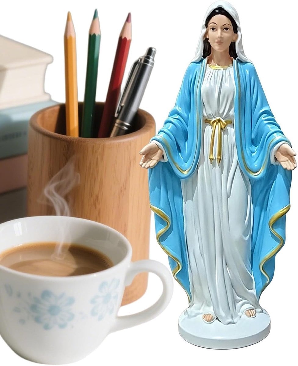 Maria Beeld Religieus Figuurtje Wit - Hoogte: 12 cm
