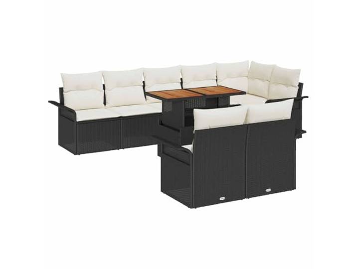 Poly Rattan Esszimmer Set Outdoor 9 Personen 100x55x73 cm Schwarz Garten-Sofa-Set mit Stauraum 9-tlg Poly Rattan Schwarz inkl. Tisch Sitzgruppe Lounge für Terrasse Balkon