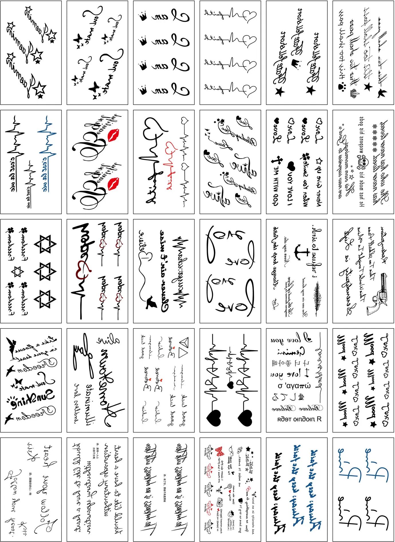 INF Tatouages Temporaires Chics - 30 Motifs Uniques