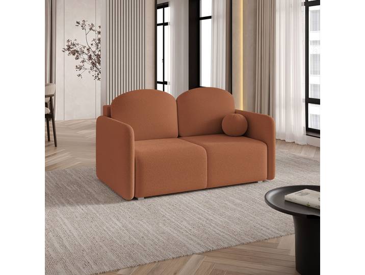 Masseno Sofa SUVI II mit Schlaffunktion und Bettkasten, Ausziehbares Bettsofa - Kupferfarben, QUELLE 54