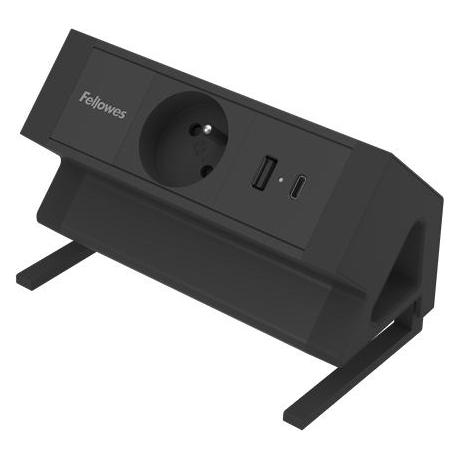 Fellowes Power Desk Type E (FR BE PL) - Black (1x, USB-A, USB-C) (100137174)
