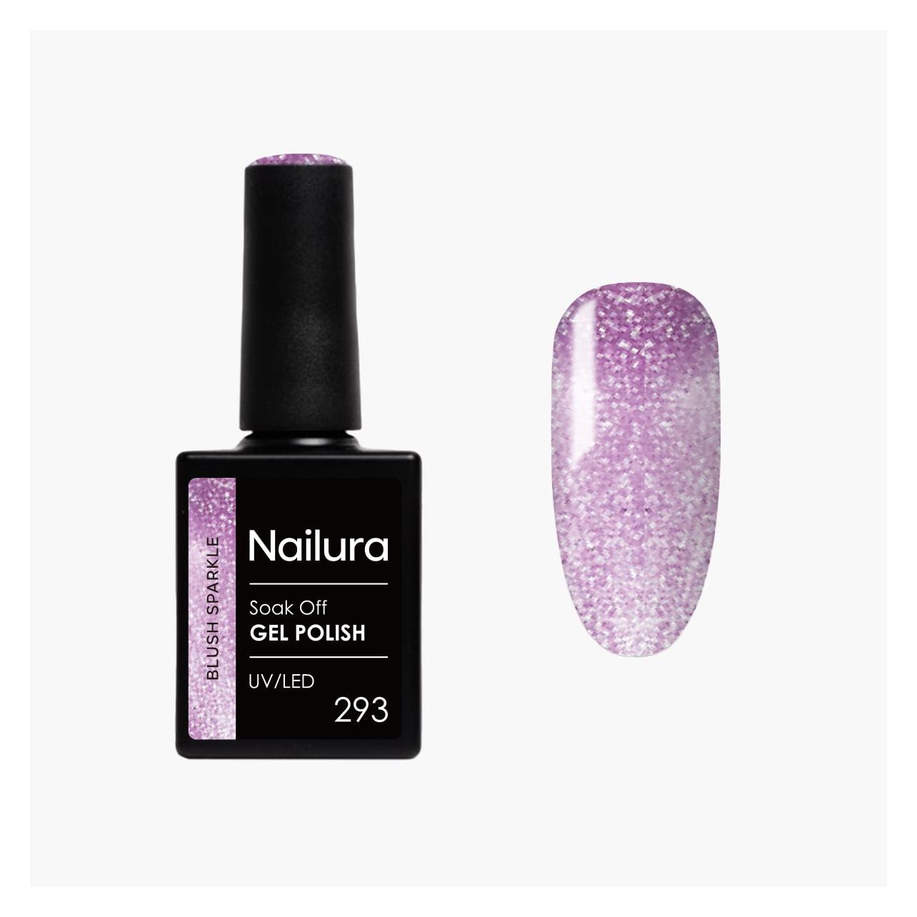 Nailura - Gel Polish 293 Blush Sparkle - Soft, Light Pink with a Whisper of Purple - 10 ml (Blush Sparkle, helles Rosa mit einem Hauch von Lila, Light Pink with a Whisper of Purple, Soft, Zartes) (70312)