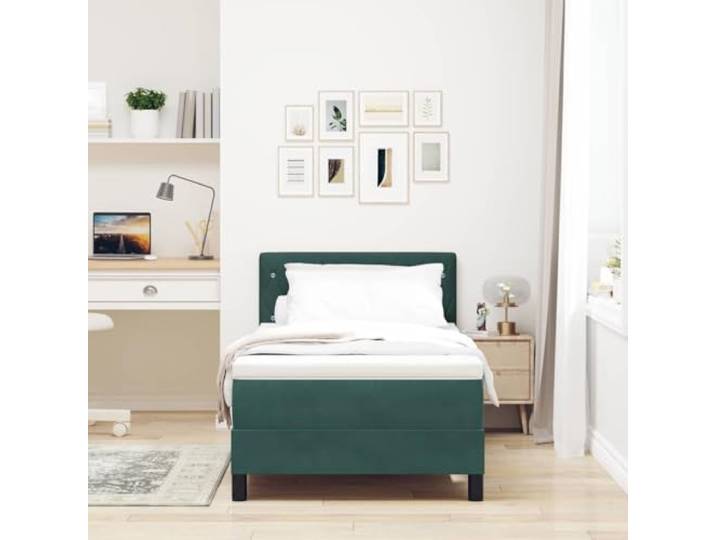 KTHLBRH Boxspringbett dunkelgrün 90 x 200 cm Samt Mit Kopfteil, Lattenrost, Schaumstoff und Holz, modernes Design