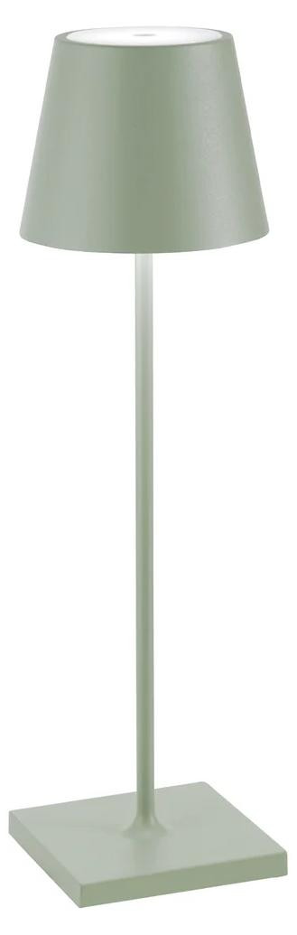 Zafferano Poldina Pro LED-tafellamp, saliegroen, oplaadbaar en dimbaar
