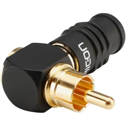 HICON Cinch (RCA) screw & play, 2-pol , Metall-, Schraubkontakt-Kabelstecker, echtvergoldete(r) Kontakt(e), abgewinkelt 90°, schwarz