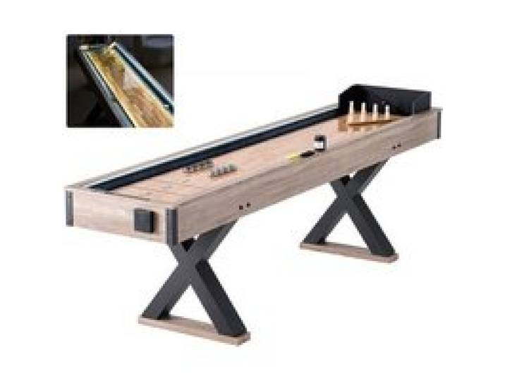 VEVOR Table de Shuffleboard 274,5 cm avec LED, Table de Jeu de Palets et de Quilles 2-en-1, Jeu de Shuffleboard sur Table, avec Terrain de Jeu Résistant aux Rayures et 8 Palets, pour Famille Amis