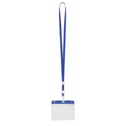 50x Kordel / Lanyard und Namenshalter / Basic-Namensschild Blau