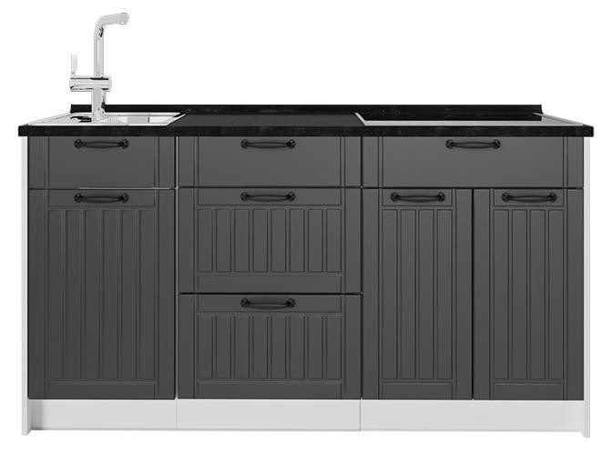 Vicco Keukenblok Fame-Line Donkergrijs/Wit, Breedte: 150 cm, Model 65321