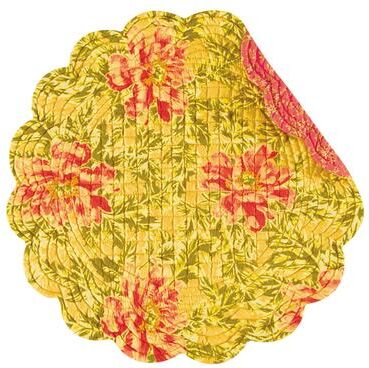C&F Home Splendor Cotton Quilted Round Reversible Placemat Set of 6