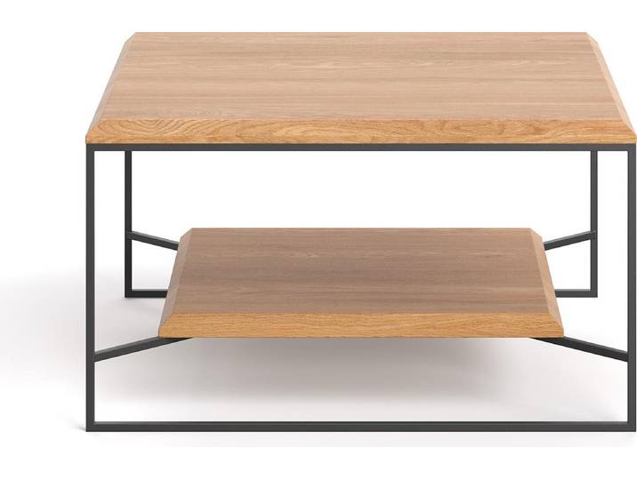 Table basse carrée Mesa avec étagère 100x100 cm\, chêne\, meuble design