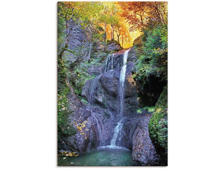 Leinwandbild ARTLAND Niedersonthofener Wasserfall im Allgäu , beige (farbe bild(er): naturfarben), B:40cm H:60cm, Bilder, Leinwandbild, auf Holzrahmen gespannt