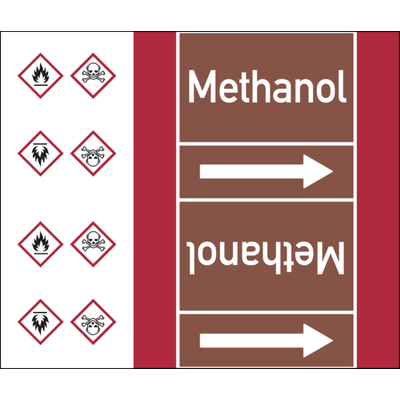 Rohrleitungskennzeichen Methanol - 33000x180 mm Folie selbstklebend