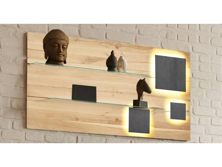 WOLF MÖBEL Ablageregal BANDUNG Wandboard 2 Glasablagen / Licht, 145 x 15 x 75, BANDUNG Wandboard 2 Glasablagen / Licht