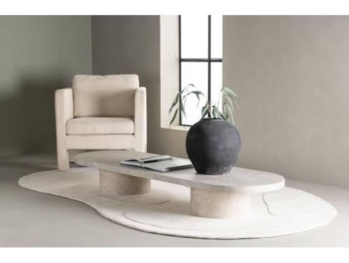 BOURGH Narvik Sofa Tisch 25x190x60cm - Wohnzimmertisch Couchtisch beige Marmor Optik