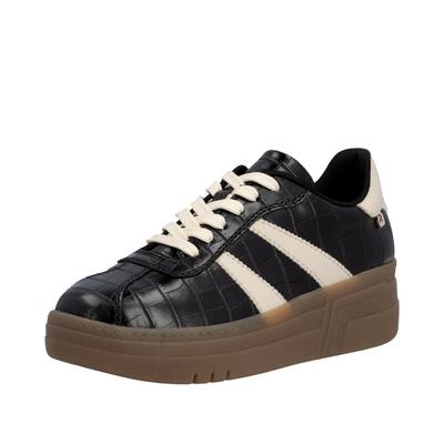 Plateausneaker RIEKER, Damen, Gr. 38, Textil, schwarz, Lederimitat, Schuhe Plateausneaker, Basket-Sneaker, Retro-Sneaker, Schnürschuh mit weichem Schaftrand