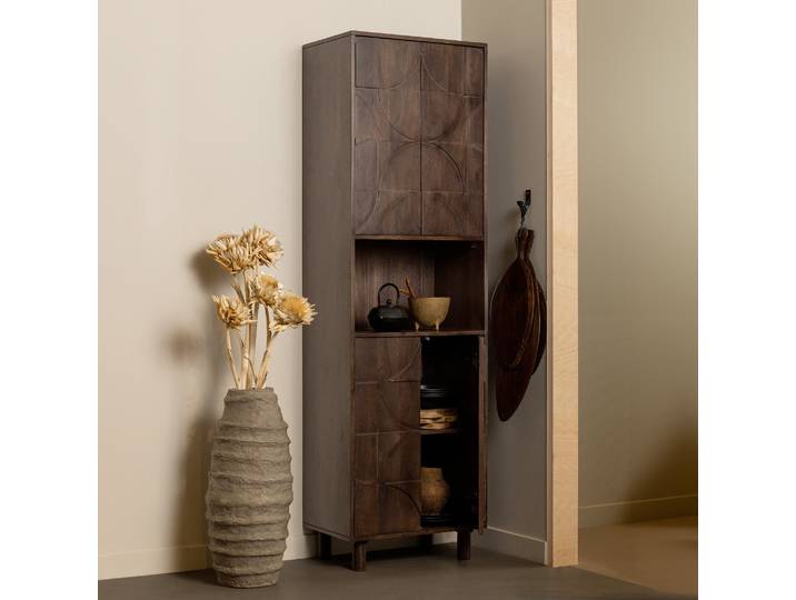 WOOOD Opbergkast Draw Mangohout, 200 x 60cm - Walnoot - Japandi - BePureHome