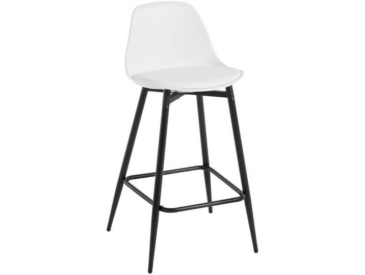 Tabouret Bar - Klihome - Tabouret de Cuisine - Siège Rembourré en PP - Blanc W0ATT0660-1